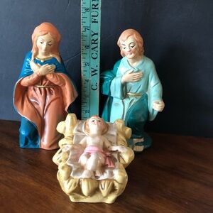 Vintage 7.25” Homco 3 Piece Christmas Nativity Set